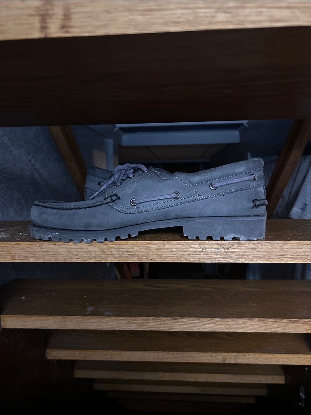 Timberland Men's Dark Gray Leather Boat Shoe - Picture 2 of 2